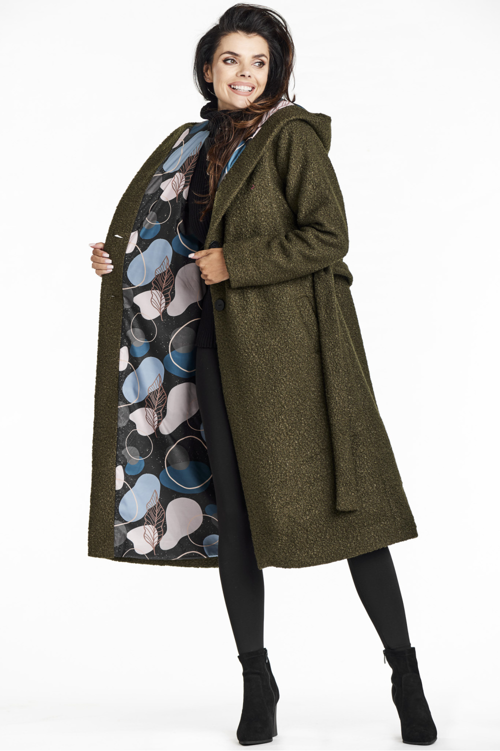 Płaszcz Damski Model A680 Khaki - awama - obrazek 2