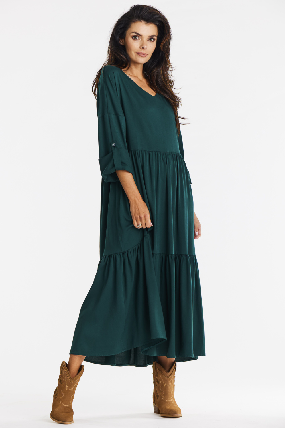 Sukienka Model A669 Bottle Green - awama - obrazek 2