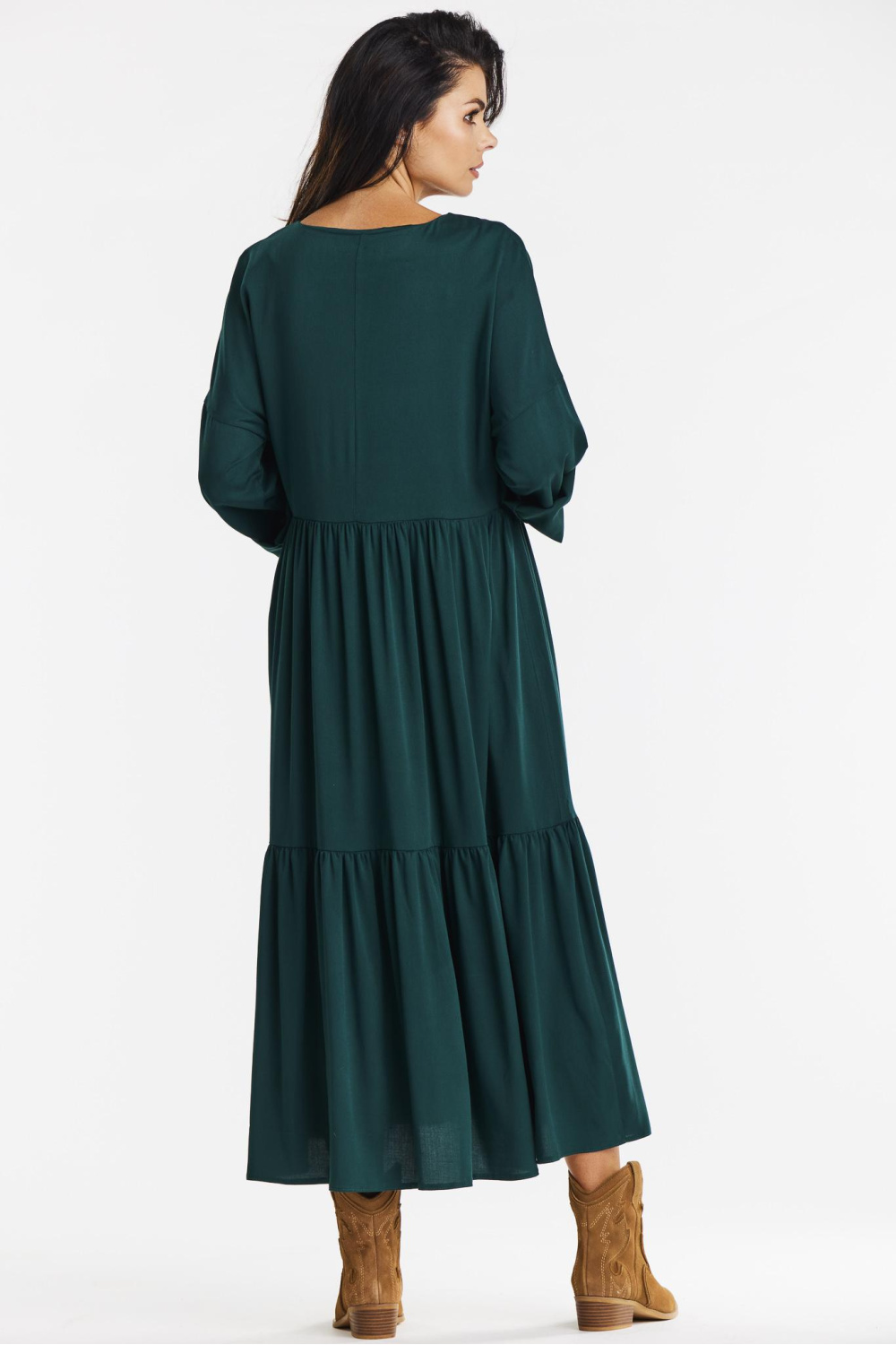 Sukienka Model A669 Bottle Green - awama - obrazek 3