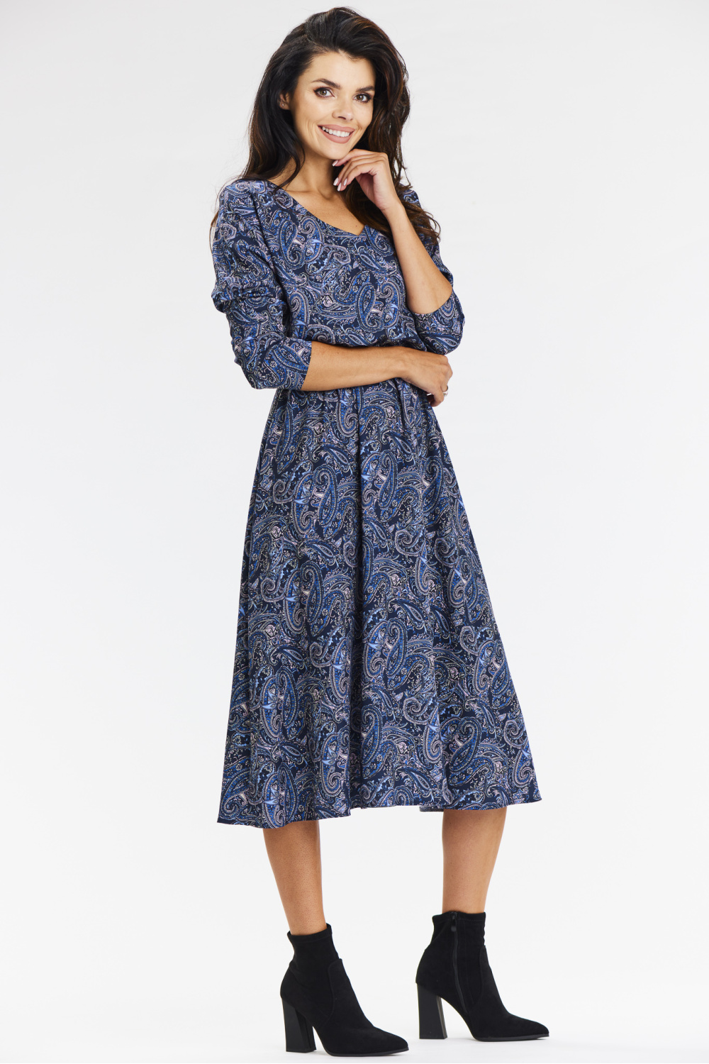 Sukienka Model A666 Navy Pattern - awama - obrazek 4