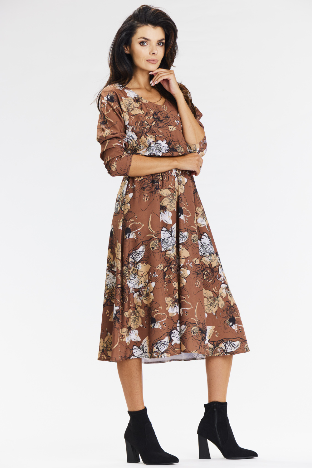 Sukienka Model A666 Brown Pattern - awama - obrazek 4