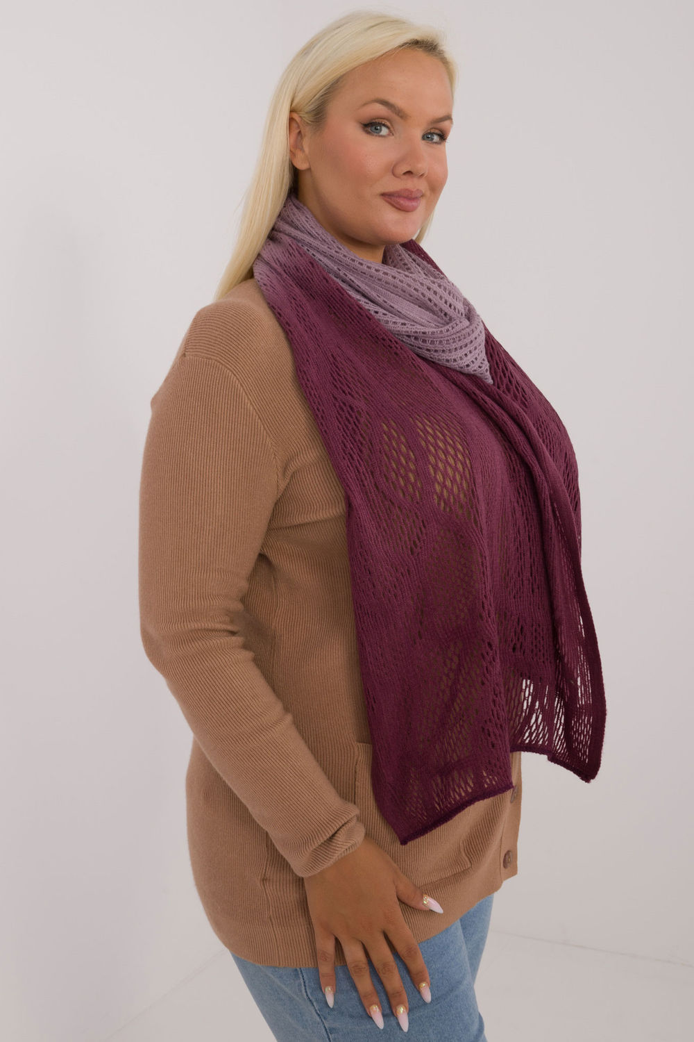 Szalik Model AT-SZ-602.61 Light Violet - AT - obrazek 2