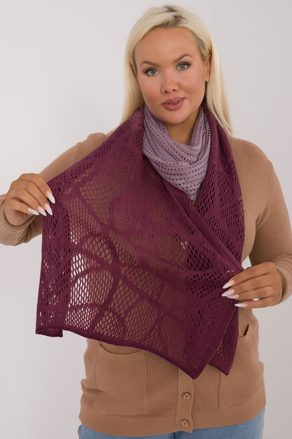 Szalik Model AT-SZ-602.61 Light Violet - AT - obrazek 4