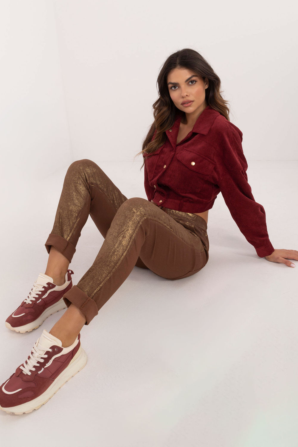 Spodnie Damskie Model DHJ-SP-21258.32 Brown - Italy Moda - obrazek 4