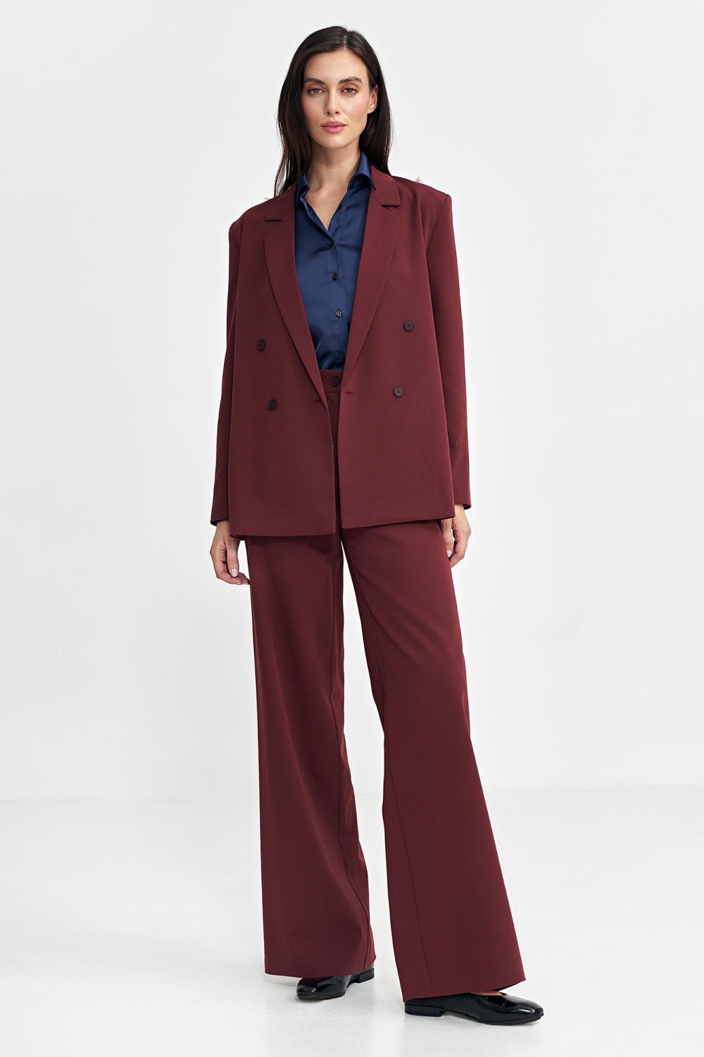Marynarka oversize, dwurzędowa Z69 Bordo - Nife - obrazek 2