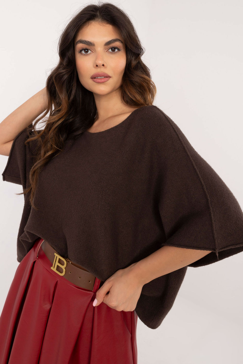 Sweter Damski Model IT-SW-0811.82P Dark Brown - Italy Moda
