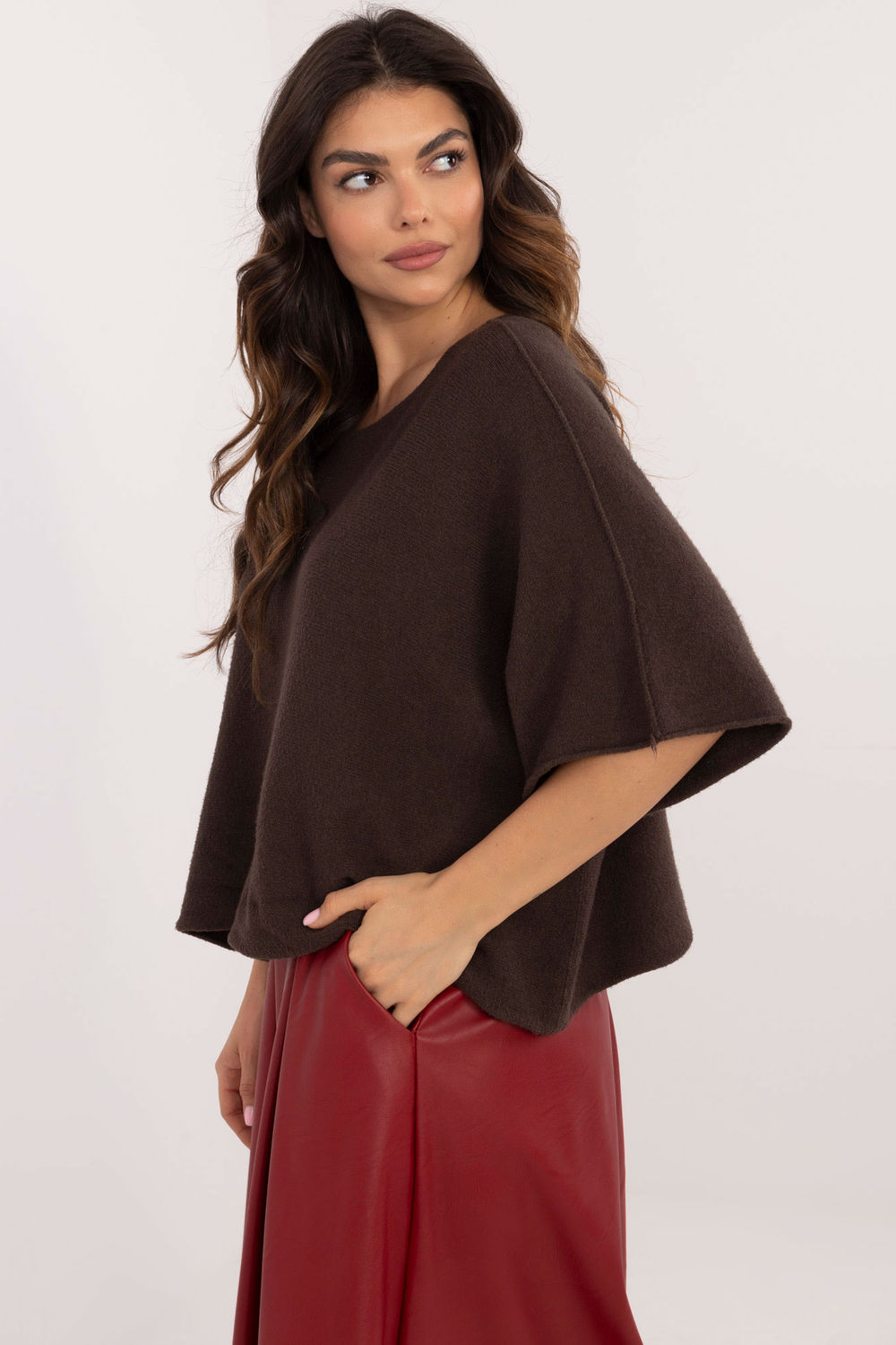 Sweter Damski Model IT-SW-0811.82P Dark Brown - Italy Moda - obrazek 4