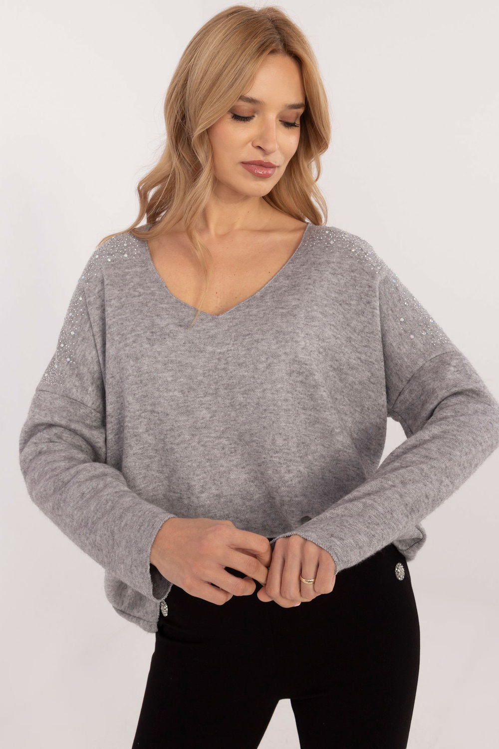 Sweter Damski Model DHJ-SW-17690.21 Grey - Italy Moda - obrazek 2