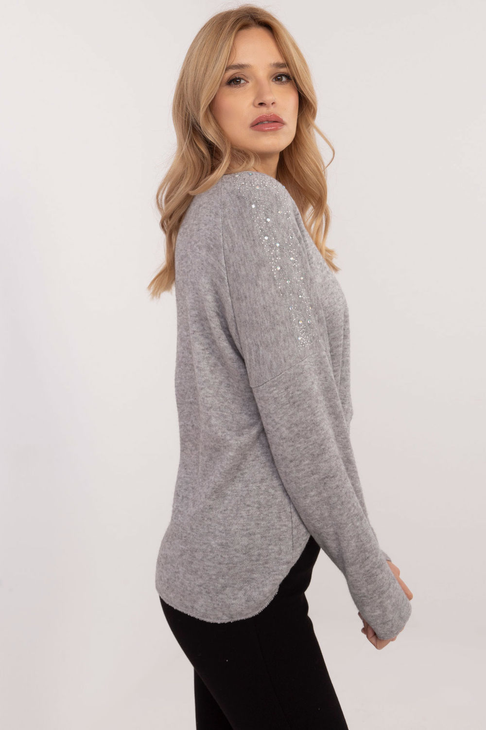 Sweter Damski Model DHJ-SW-17690.21 Grey - Italy Moda - obrazek 3