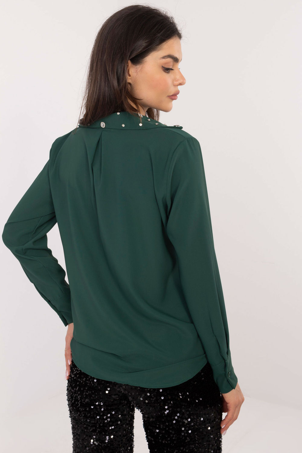 Koszula Damska Model DHJ-KS-15260.96 Dark Green - Italy Moda - obrazek 3