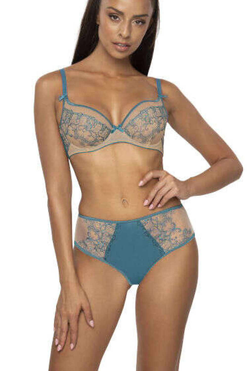 Biustonosz Soft Model Maureen M-3808/2 Beige/Turkus - Mat - obrazek 2