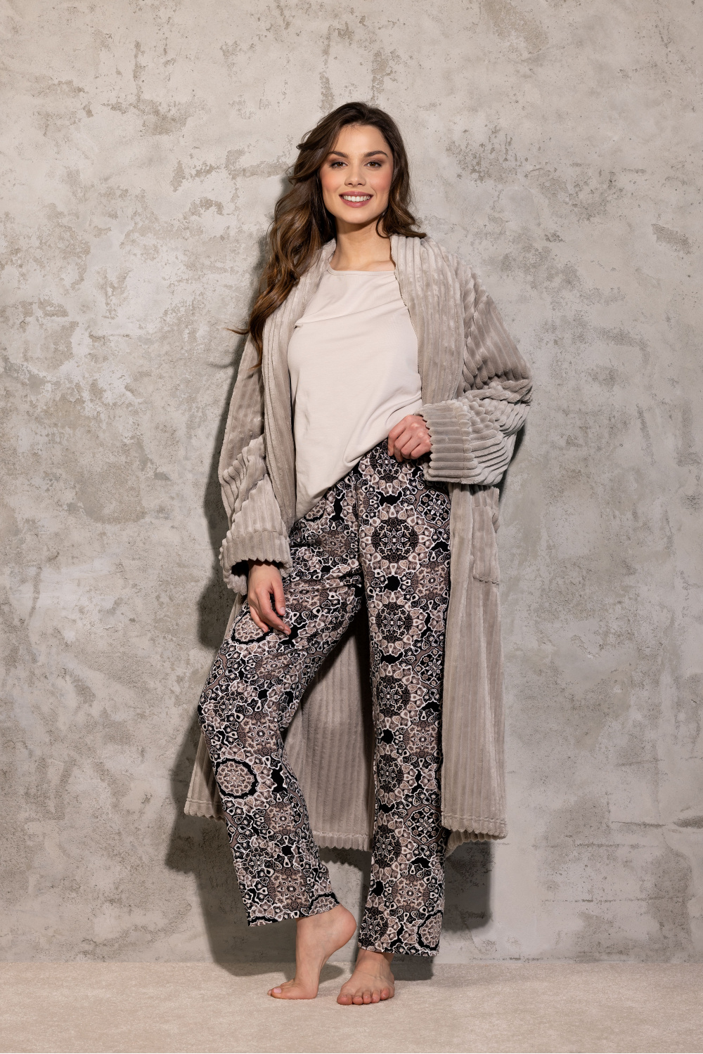 Piżama Damska Model La Boheme 223329 Beige - Momenti Per Me - obrazek 3