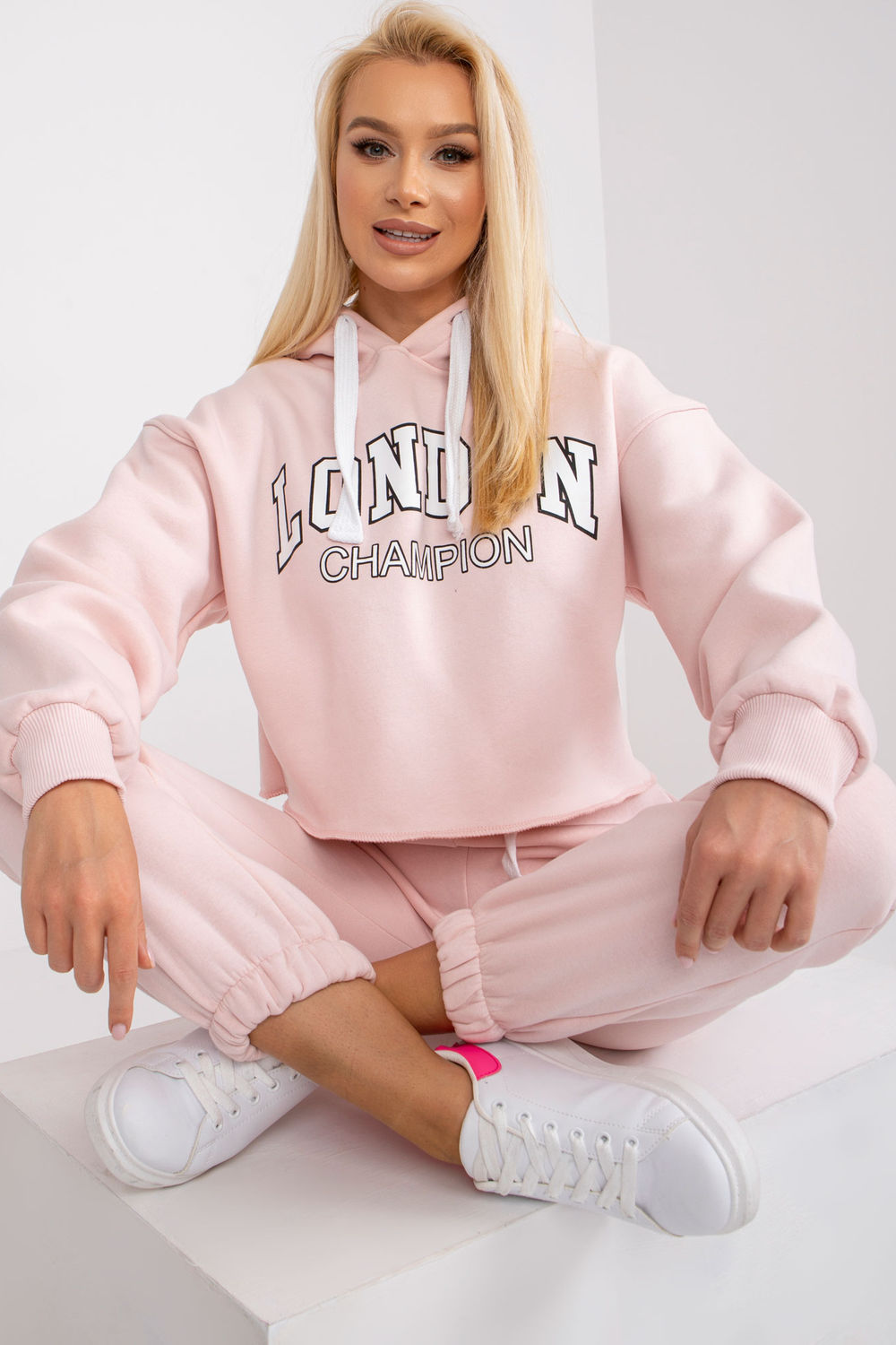 Spodnie Komplet Model EM-KMPL-720.01 White/Pink - Ex Moda - obrazek 4