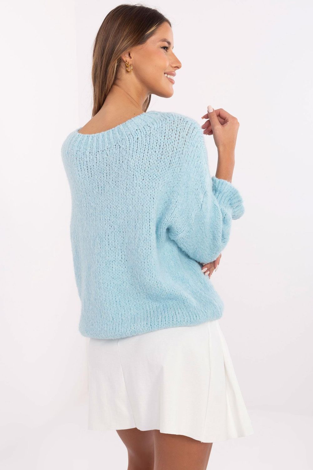 Sweter Damski Model MI-SW-2912.10X Light Blue - Italy Moda - obrazek 3