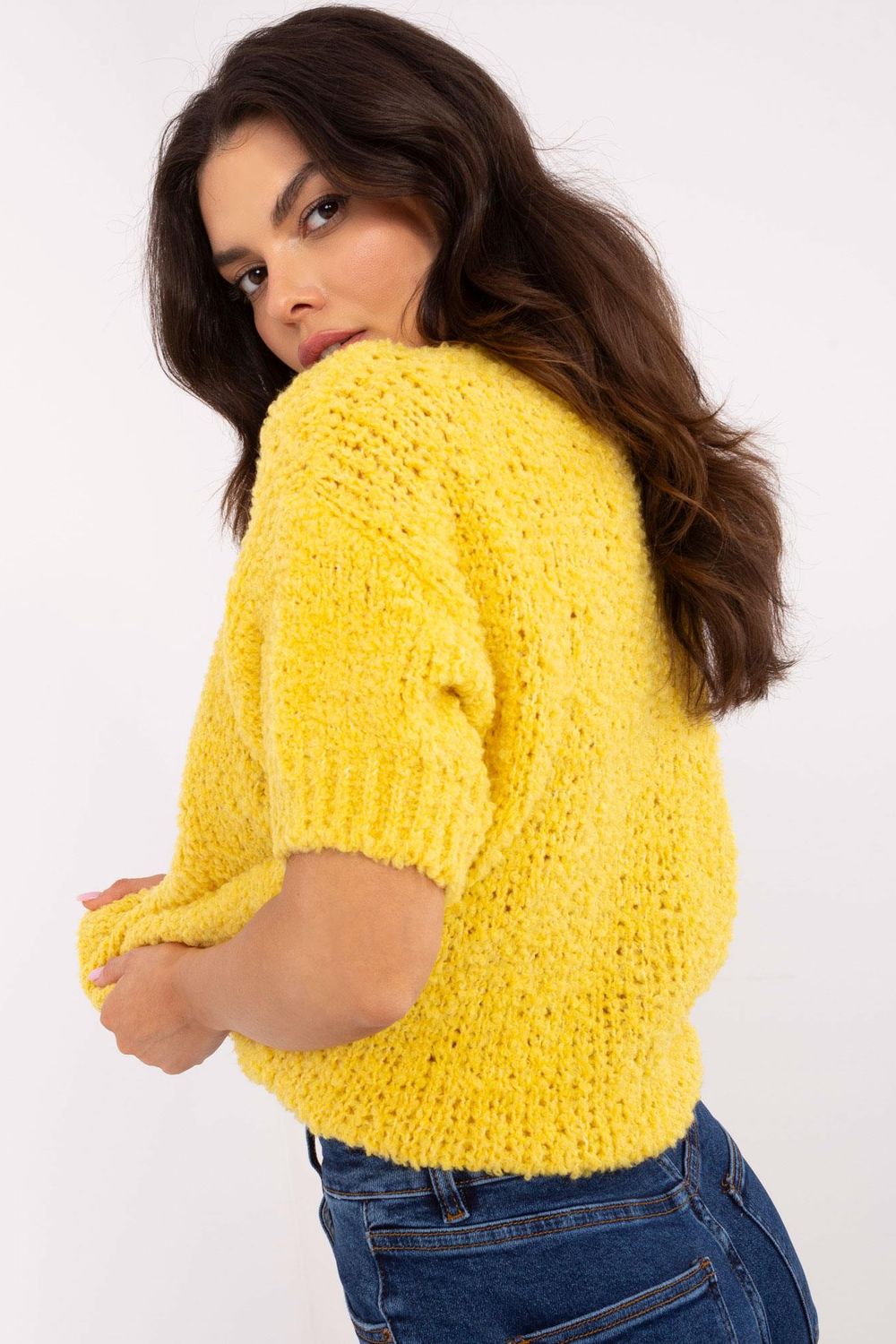 Sweter Damski Model MI-SW-2701.23 Yellow - Italy Moda - obrazek 3