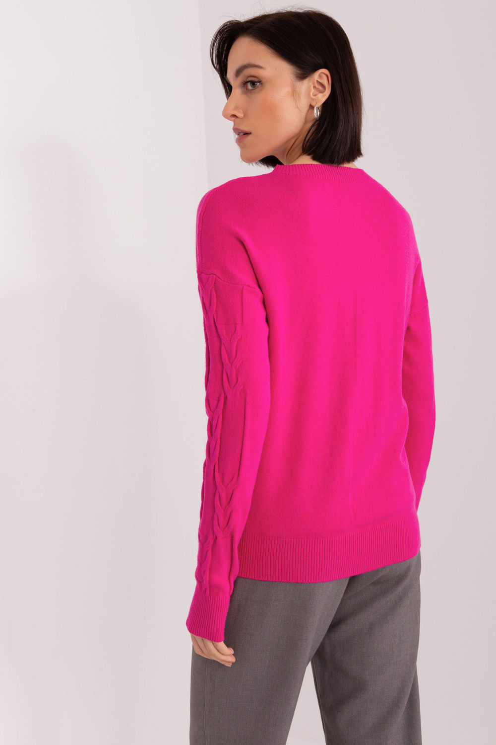 Sweter Damski Model AT-SW-2340.10 Fuksja - AT - obrazek 3