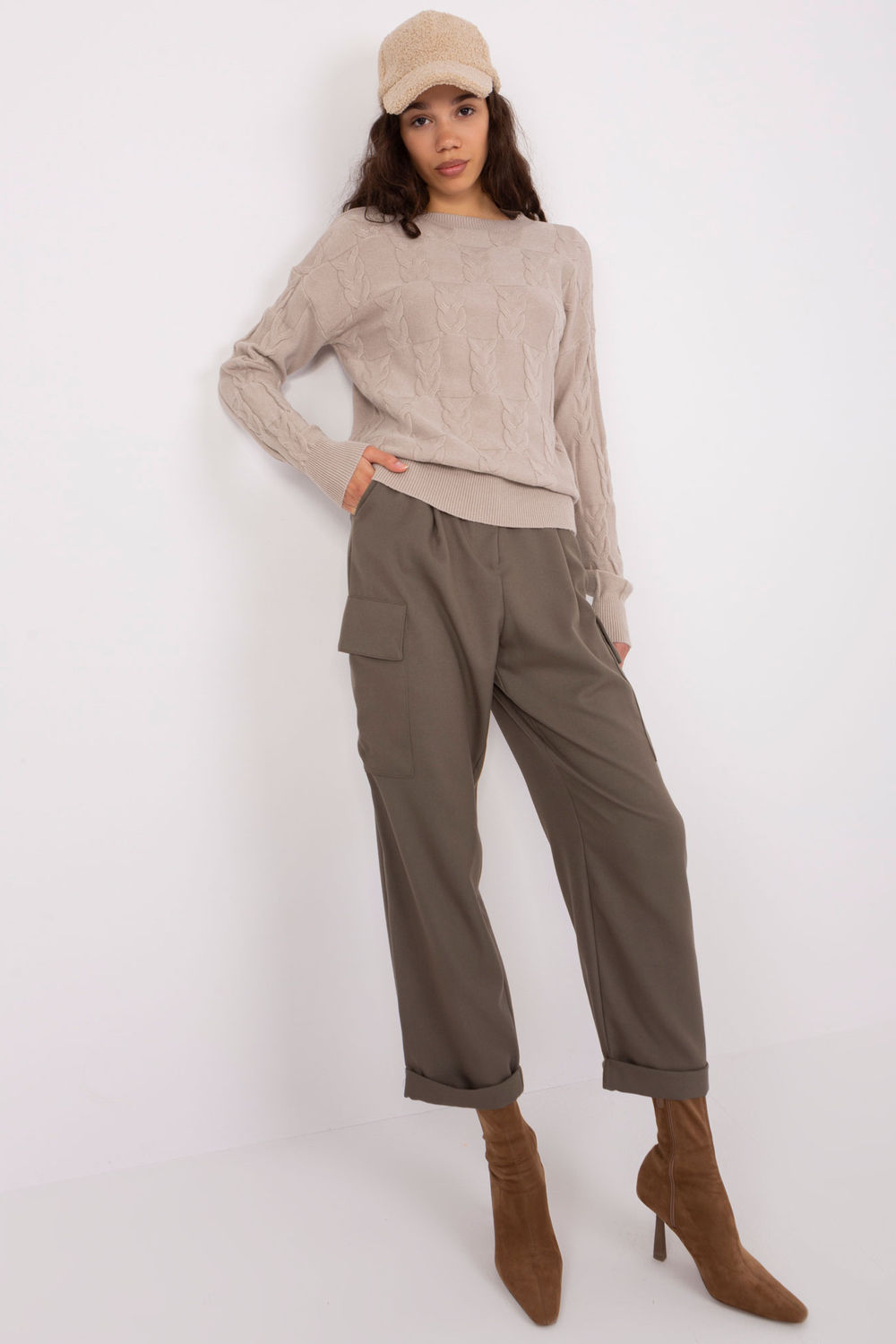 Sweter Damski Model AT-SW-2340.43 Beige - AT - obrazek 2