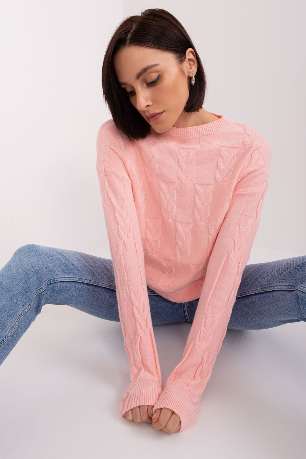 Sweter Damski Model AT-SW-2340.22 Light Pink - AT - obrazek 4