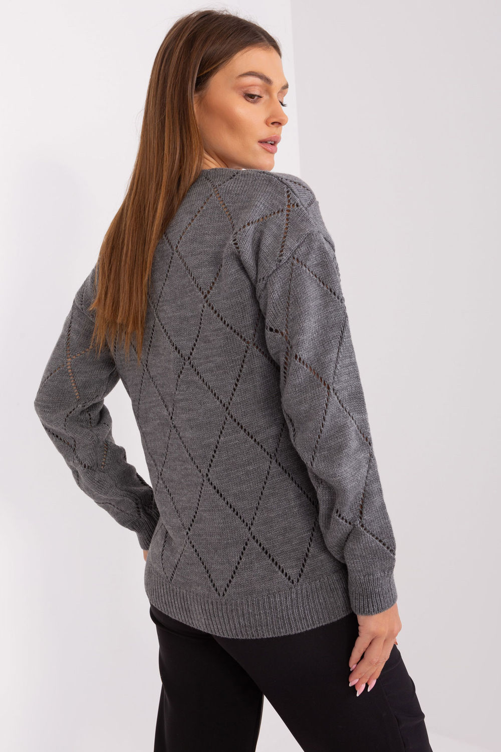 Sweter Damski Model LC-SW-A10-1.19P Dark Grey - Rue Paris - obrazek 3