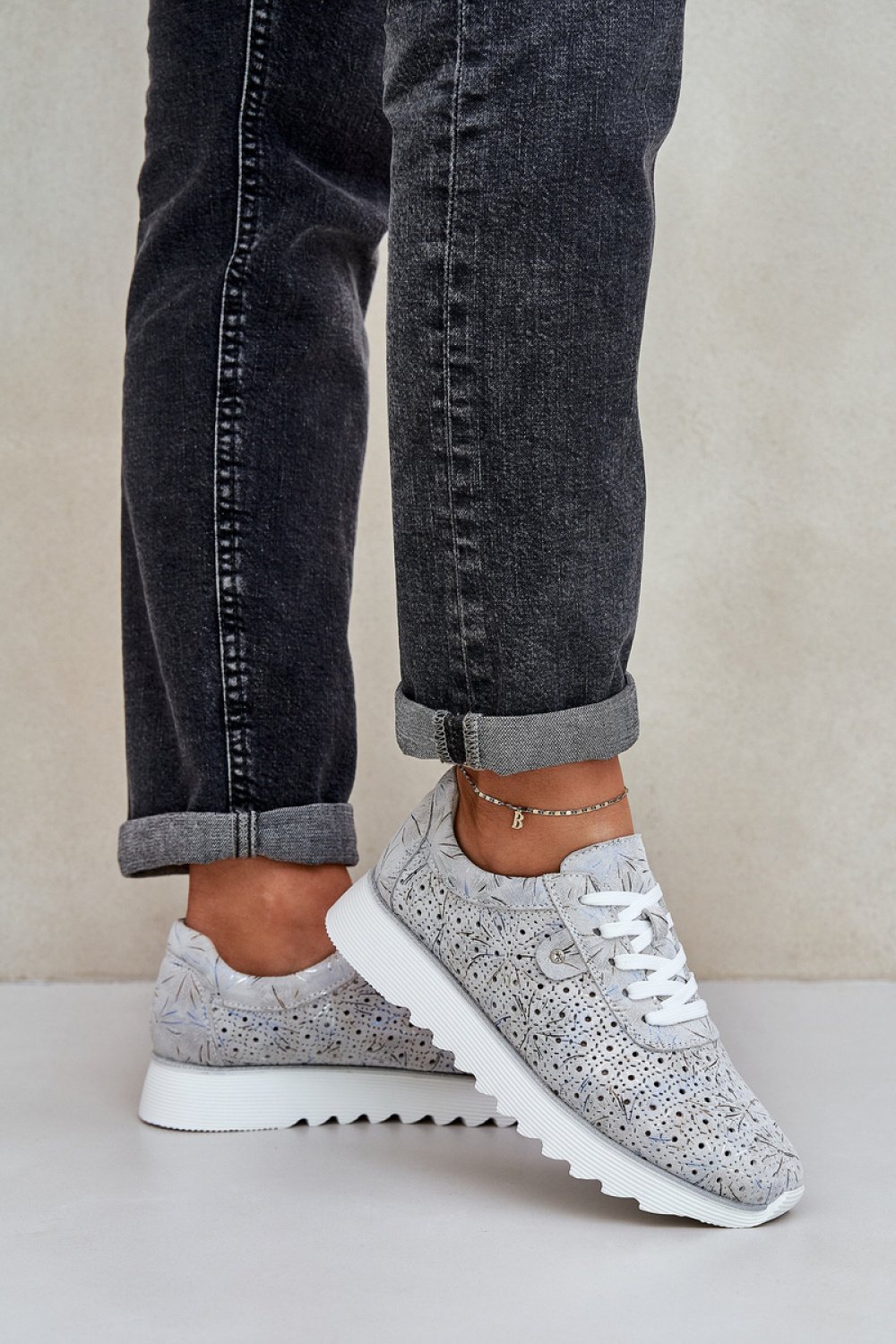 Buty Sportowe Model DA LR51-635 Silver - Step in style - obrazek 3