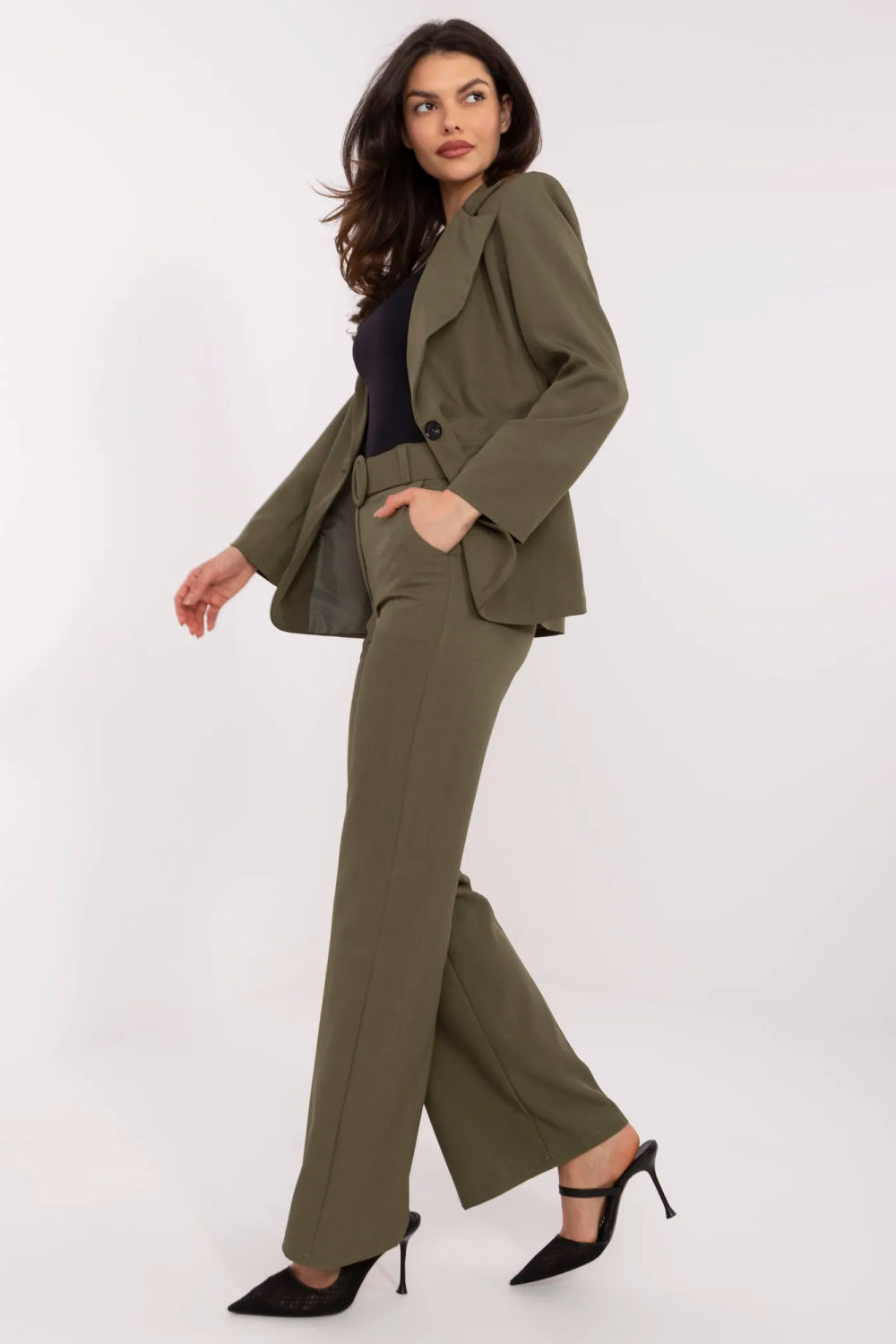 Spodnie Damskie Model DHJ-SP-18737.08 Khaki - Italy Moda - obrazek 2