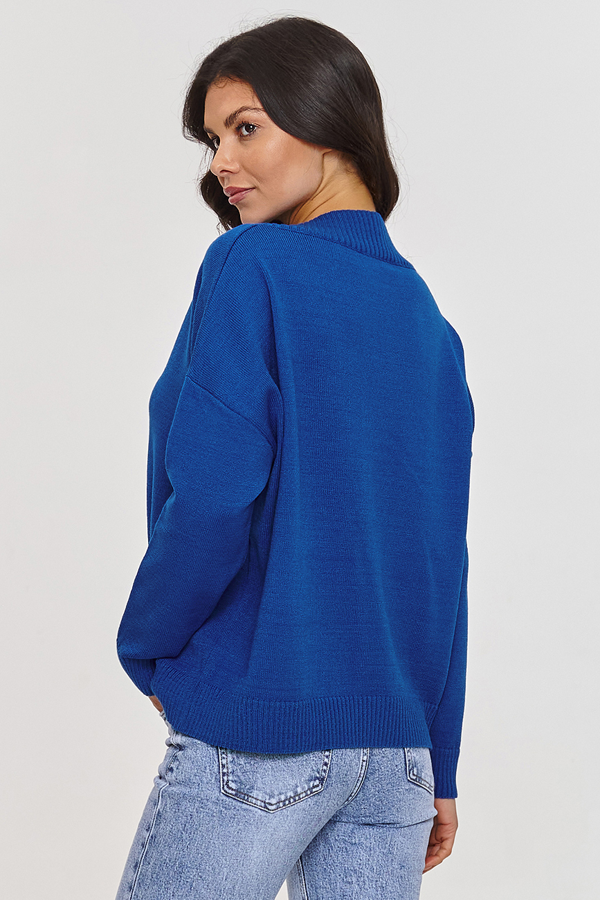 Sweter Damski Model S158 Cobalt - Makadamia - obrazek 3