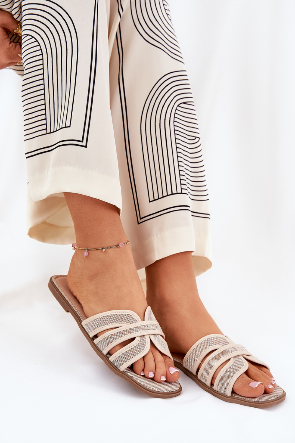 Sandał Klapki Model Scazze TC-11 Beige - Step in style - obrazek 3