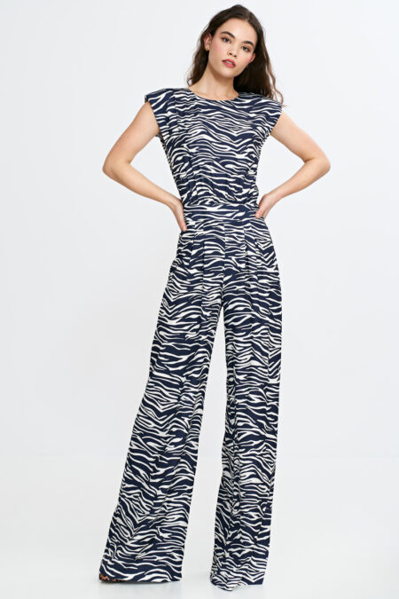 Kombinezon z nogawkami palazzo KM43 Wzór Zebra/Navy - Nife