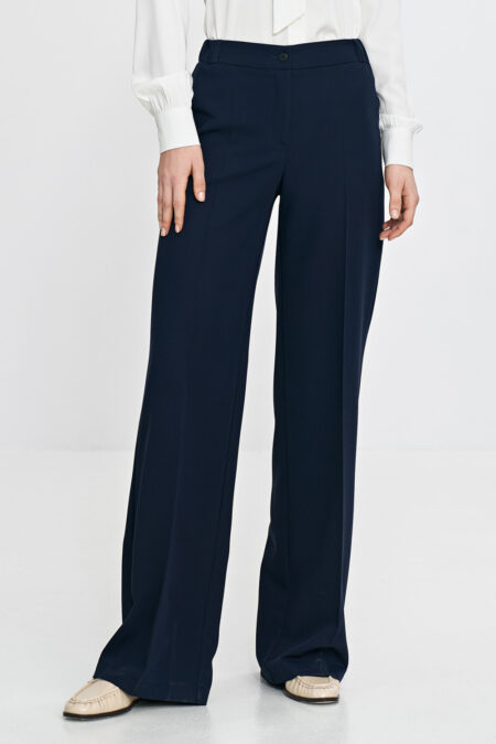 Spodnie wide leg z gumą w pasie SD113 Navy - Nife