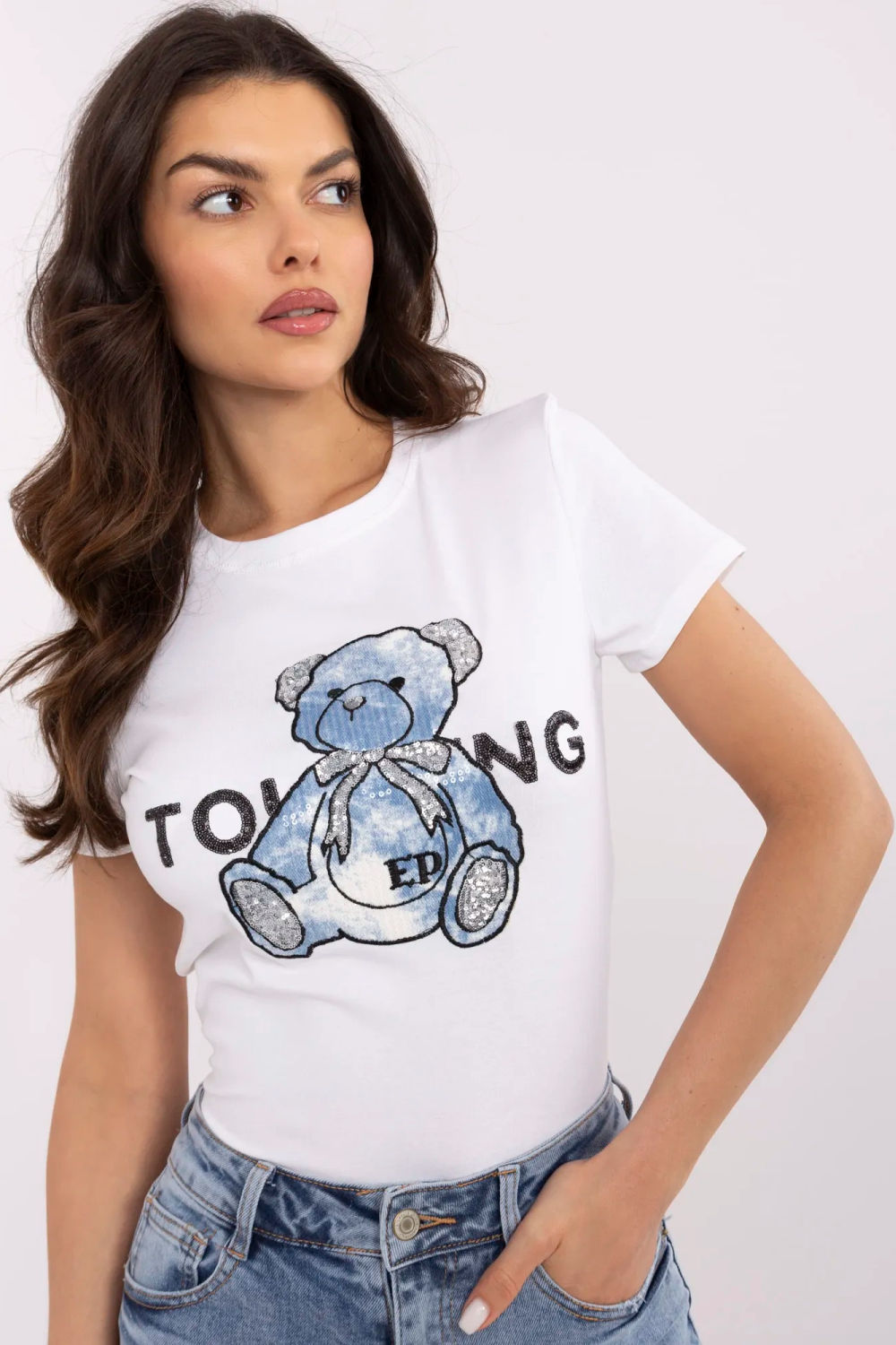 Tshirt Damski Model NM-TS-JX-09328.65P White/Blue - NM - obrazek 4