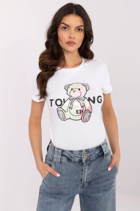 Tshirt Damski Model NM-TS-JX-09328.65P White/Pink - NM
