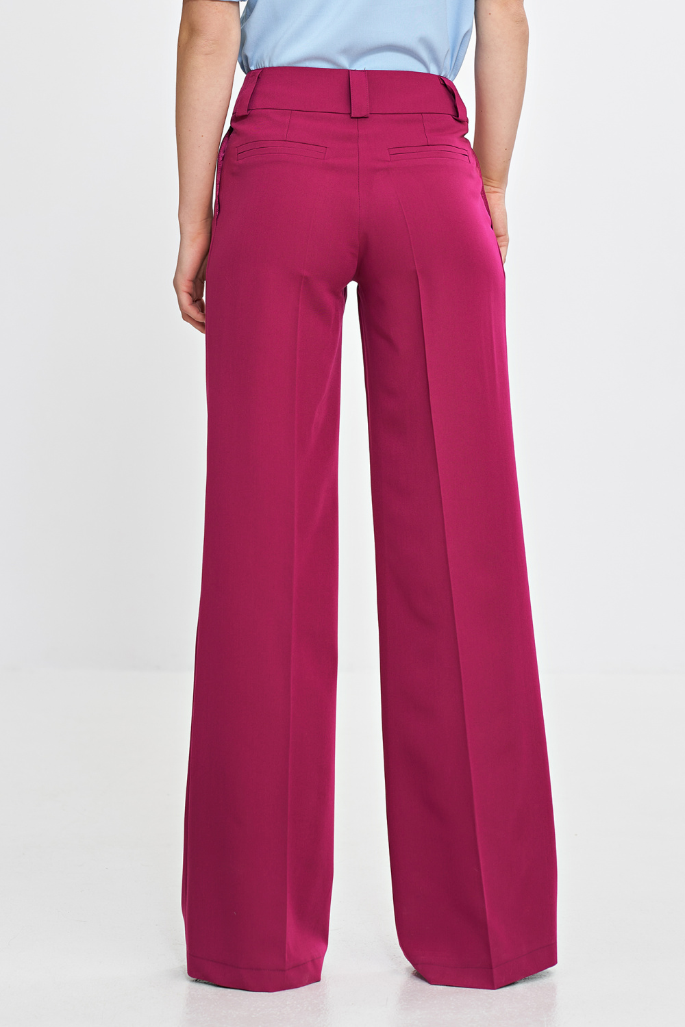 Spodnie wide leg z kantem SD112 Fuksja - Nife - obrazek 4