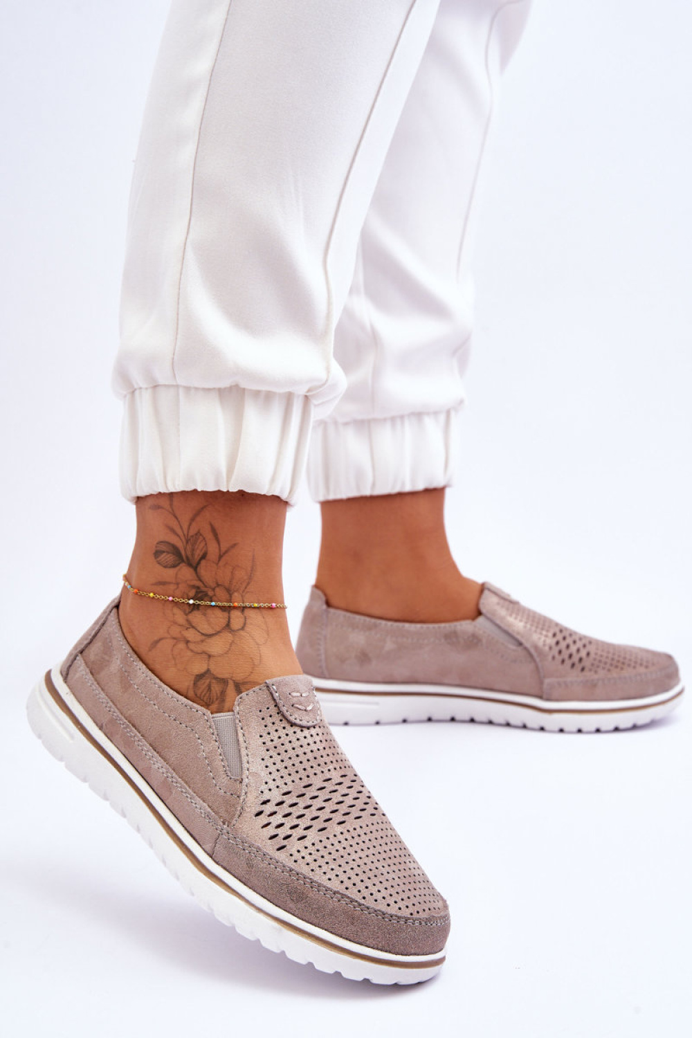 Półbuty Model Inez 20PB18-1653 Beige/Gold - Step in style - obrazek 3