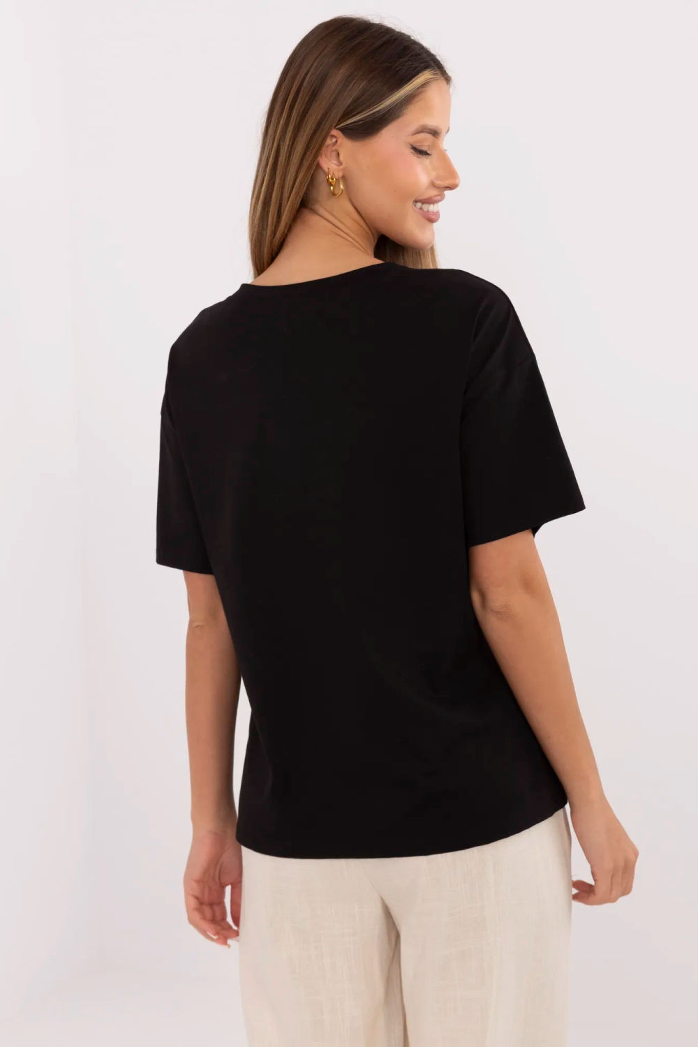 Tshirt Damski ModelMI-TS-M3221G.75 Black - Italy Moda - obrazek 3