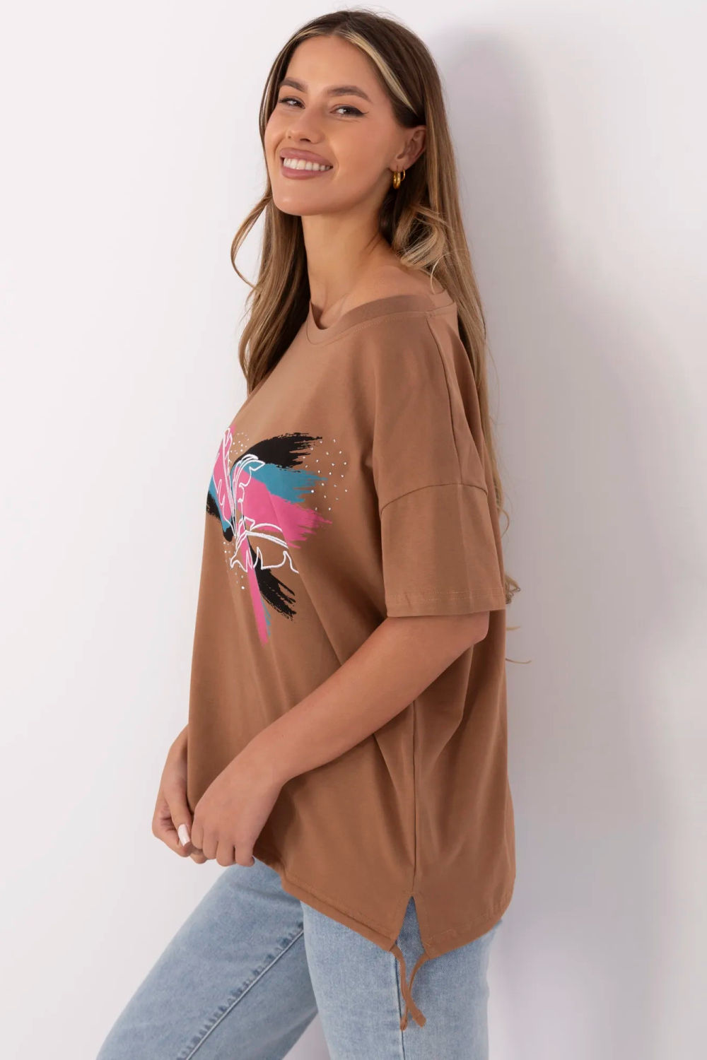 Tshirt Damski Model CLM-TS-1019.79 Light Brown - Factory Price - obrazek 2