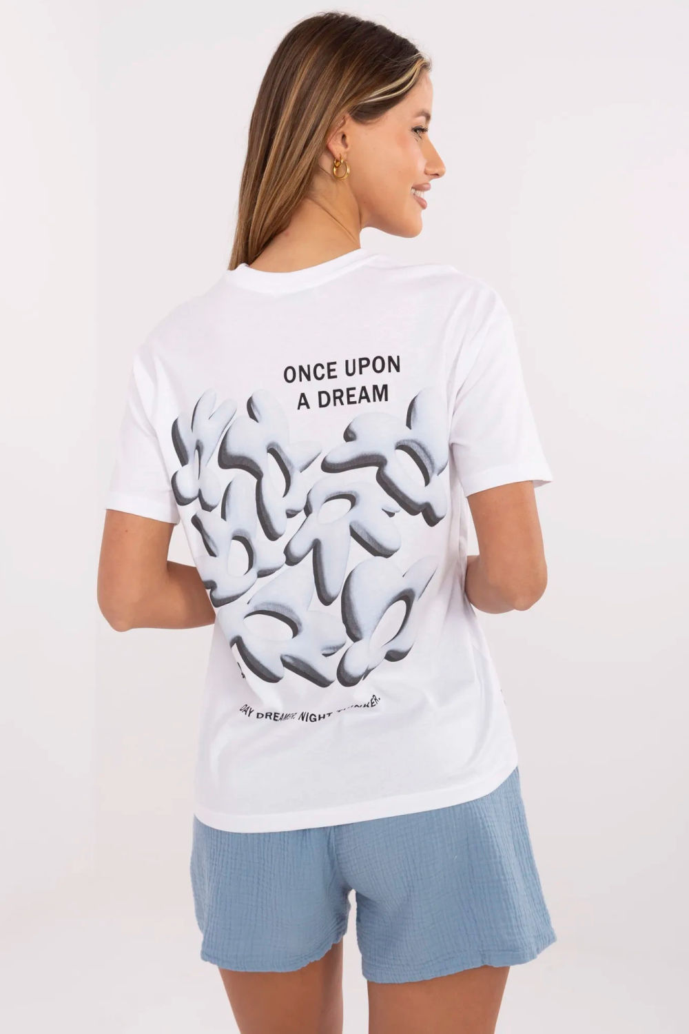 Tshirt Damski Model D12022AC02705A White/Blue - Fresh Made - obrazek 3