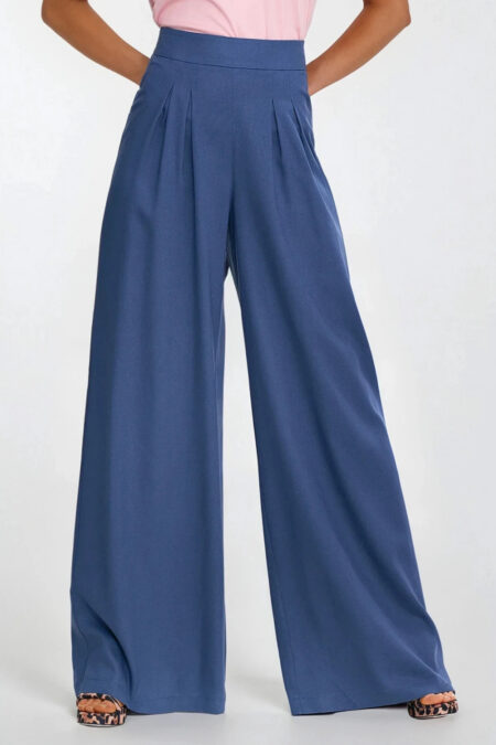 Spodnie palazzo z rayonu SD114 Cobalt - Nife