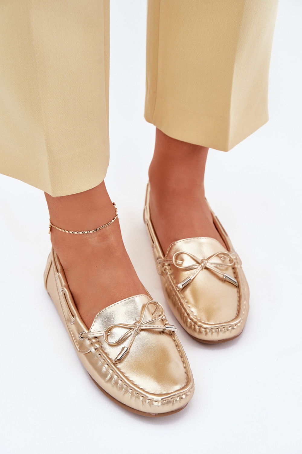 Mokasyny Model Si Passione FT246 Gold - Step in style - obrazek 3