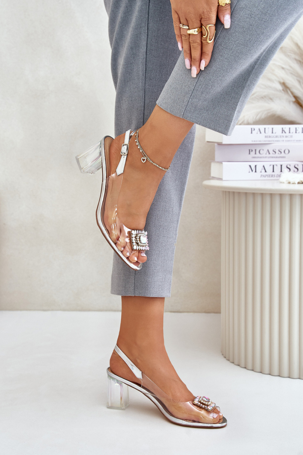 Sandały Model DA MR42-031 Silver - Step in style - obrazek 3