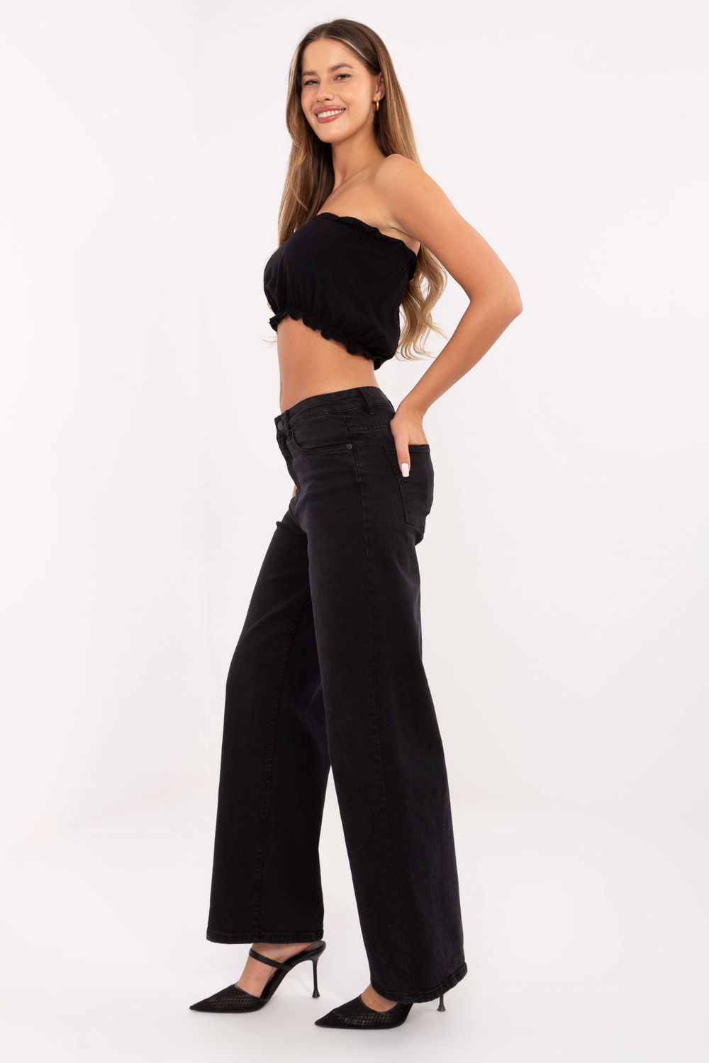 Spodnie Jeansy Damskie Model D85083BI62544B155 Black - Sublevel - obrazek 2