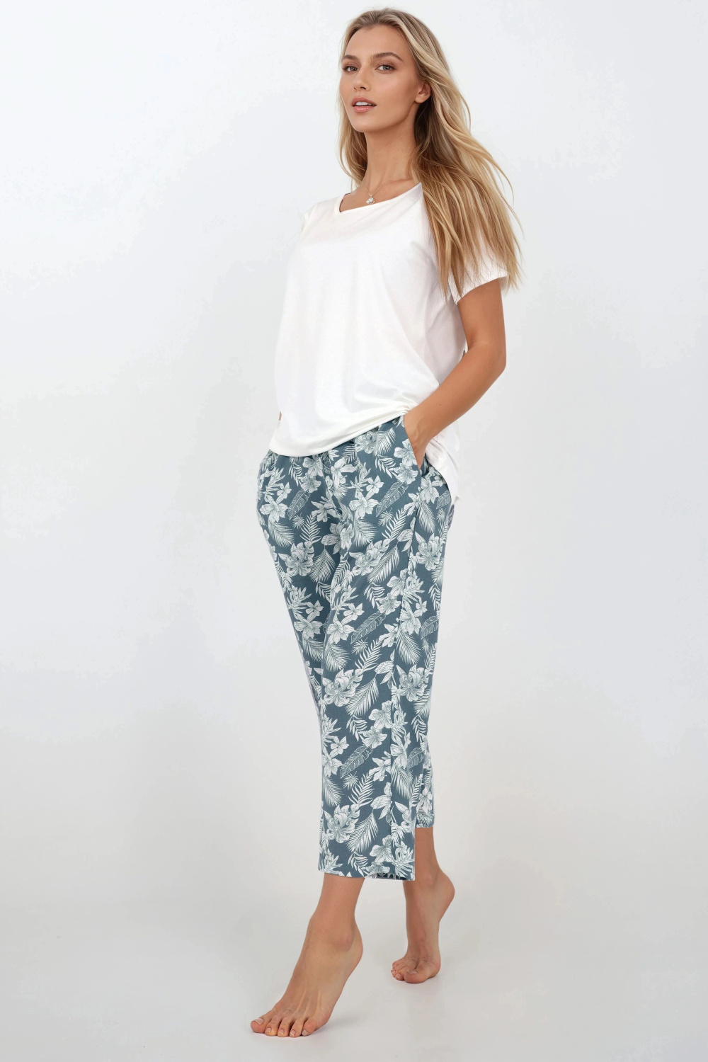Piżama Damska Model Casual Beauty 217686 Green - Momenti Per Me - obrazek 2