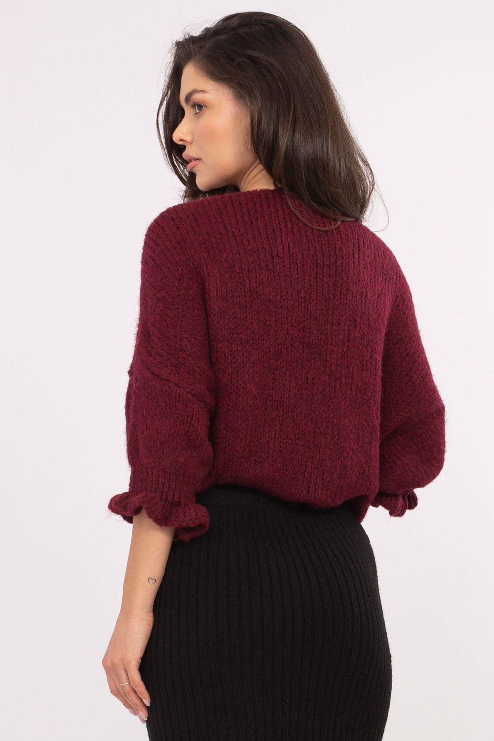Sweter Damski Model MI-SW-2911.91 Bordo - Italy Moda - obrazek 3
