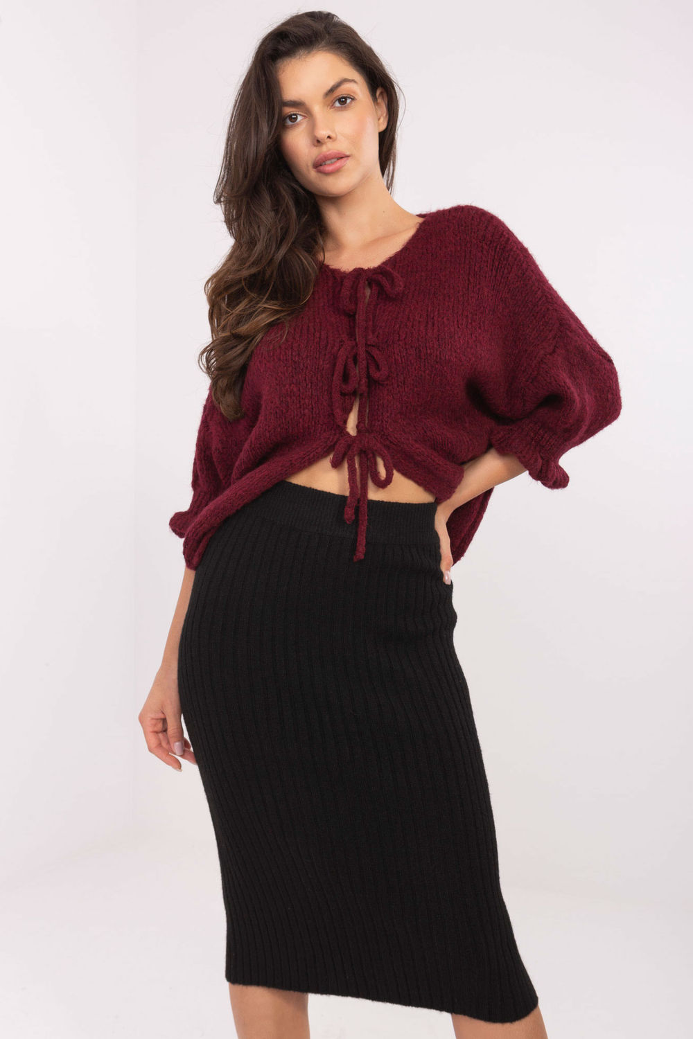 Sweter Damski Model MI-SW-2911.91 Bordo - Italy Moda - obrazek 4