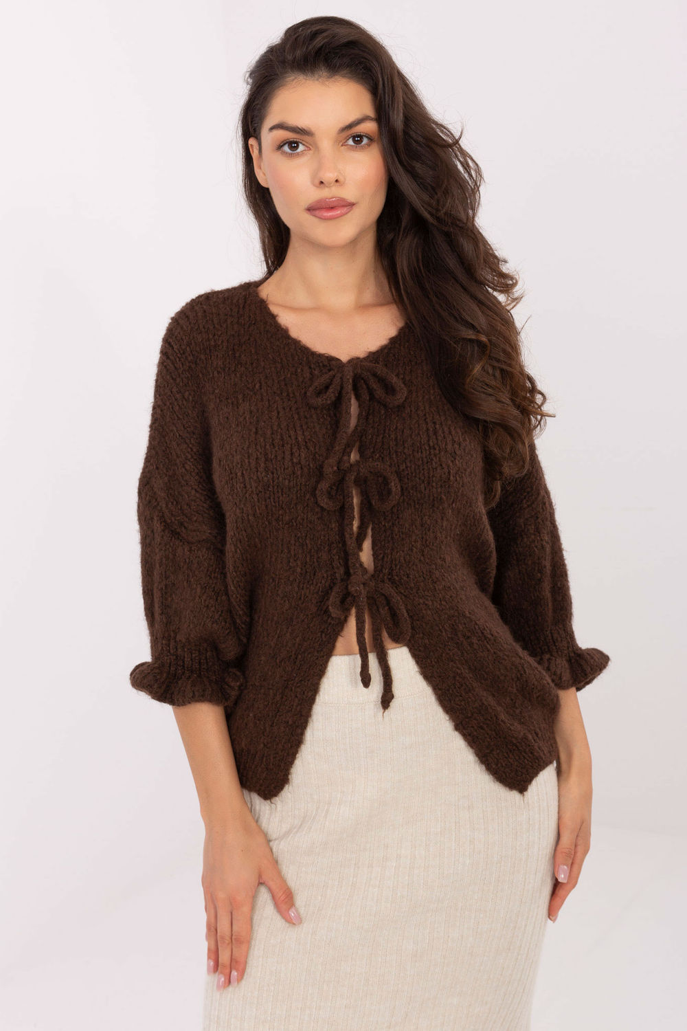 Sweter Damski Model MI-SW-2911.91 Brown - Italy Moda - obrazek 2