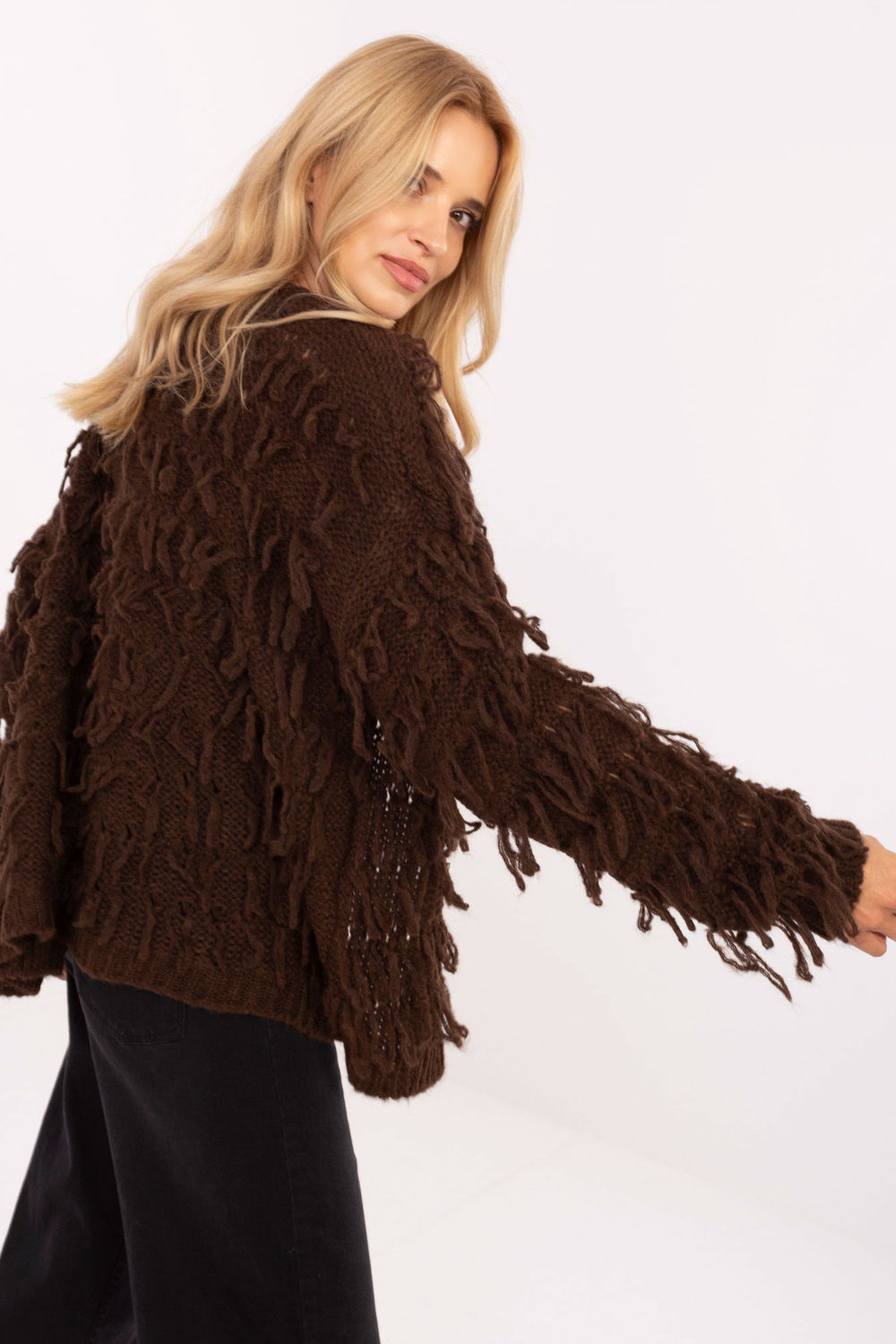 Sweter Kardigan Model MI-SW-1308.21 Brown - Rue Paris - obrazek 2