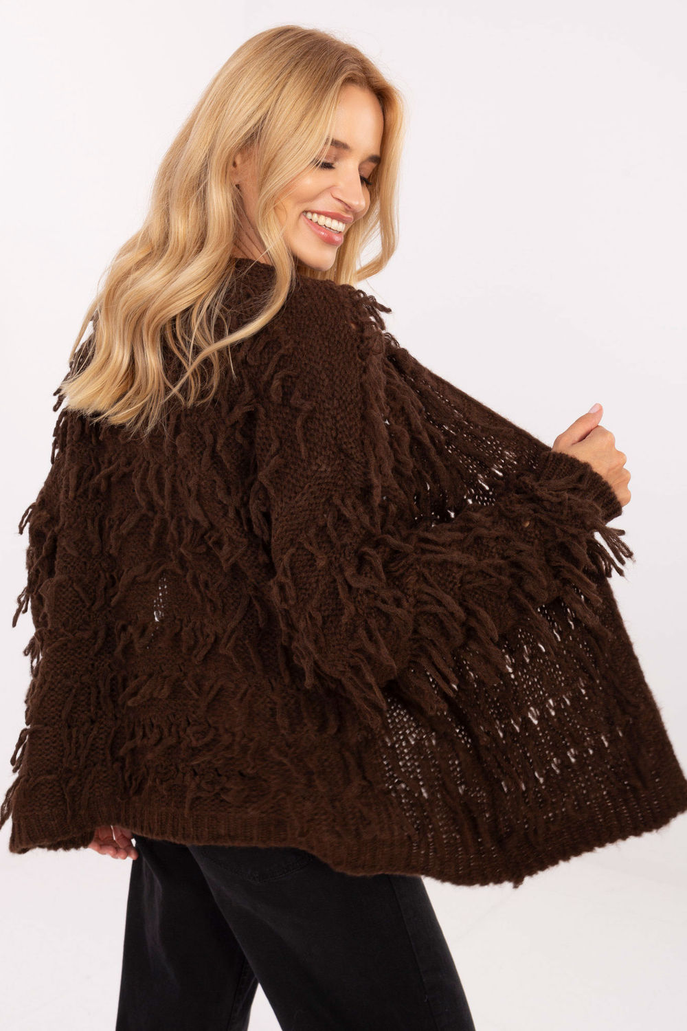 Sweter Kardigan Model MI-SW-1308.21 Brown - Rue Paris - obrazek 3