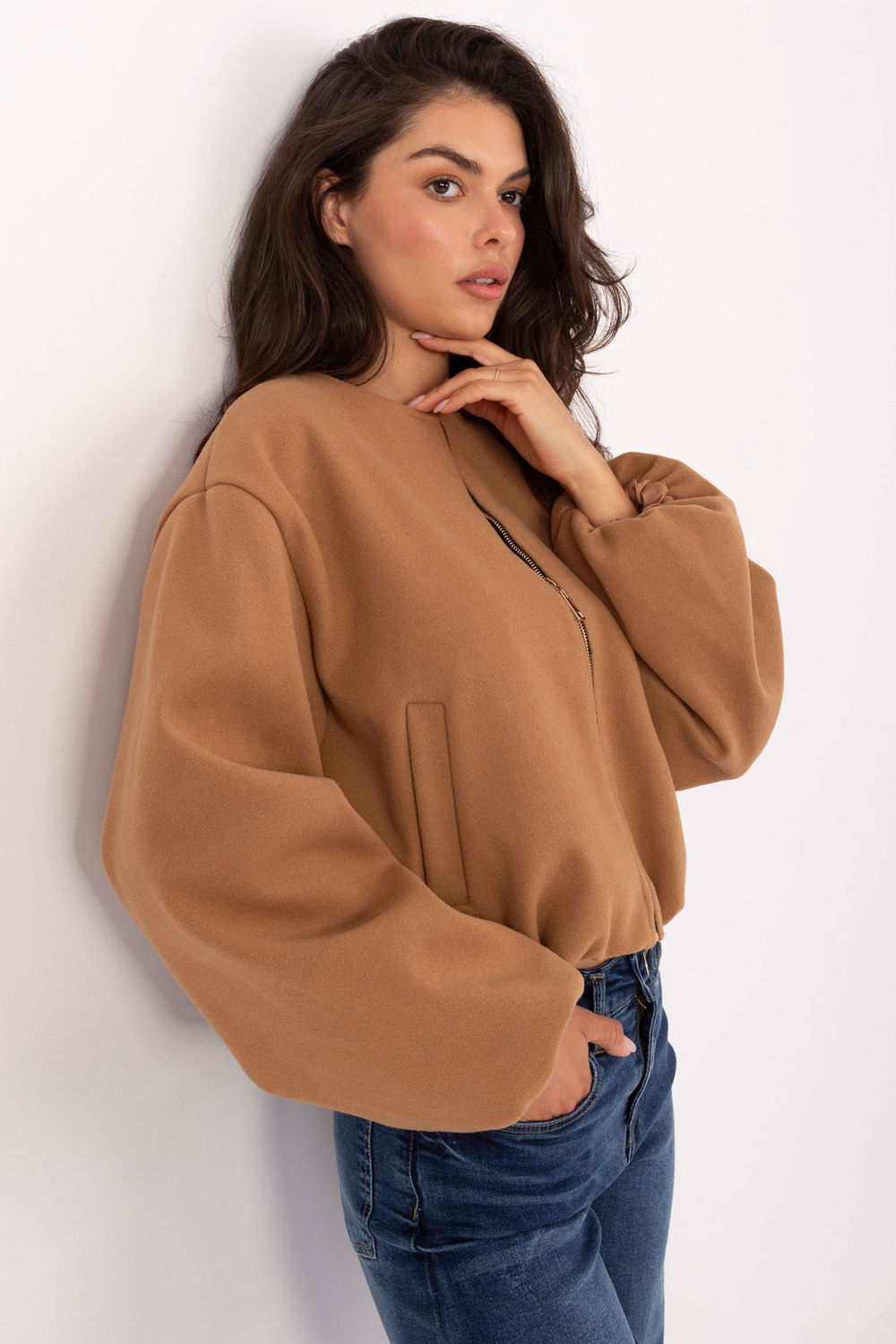 Kurtka Damska Model IT-KR-A8612.46 Camel - Rue Paris - obrazek 2