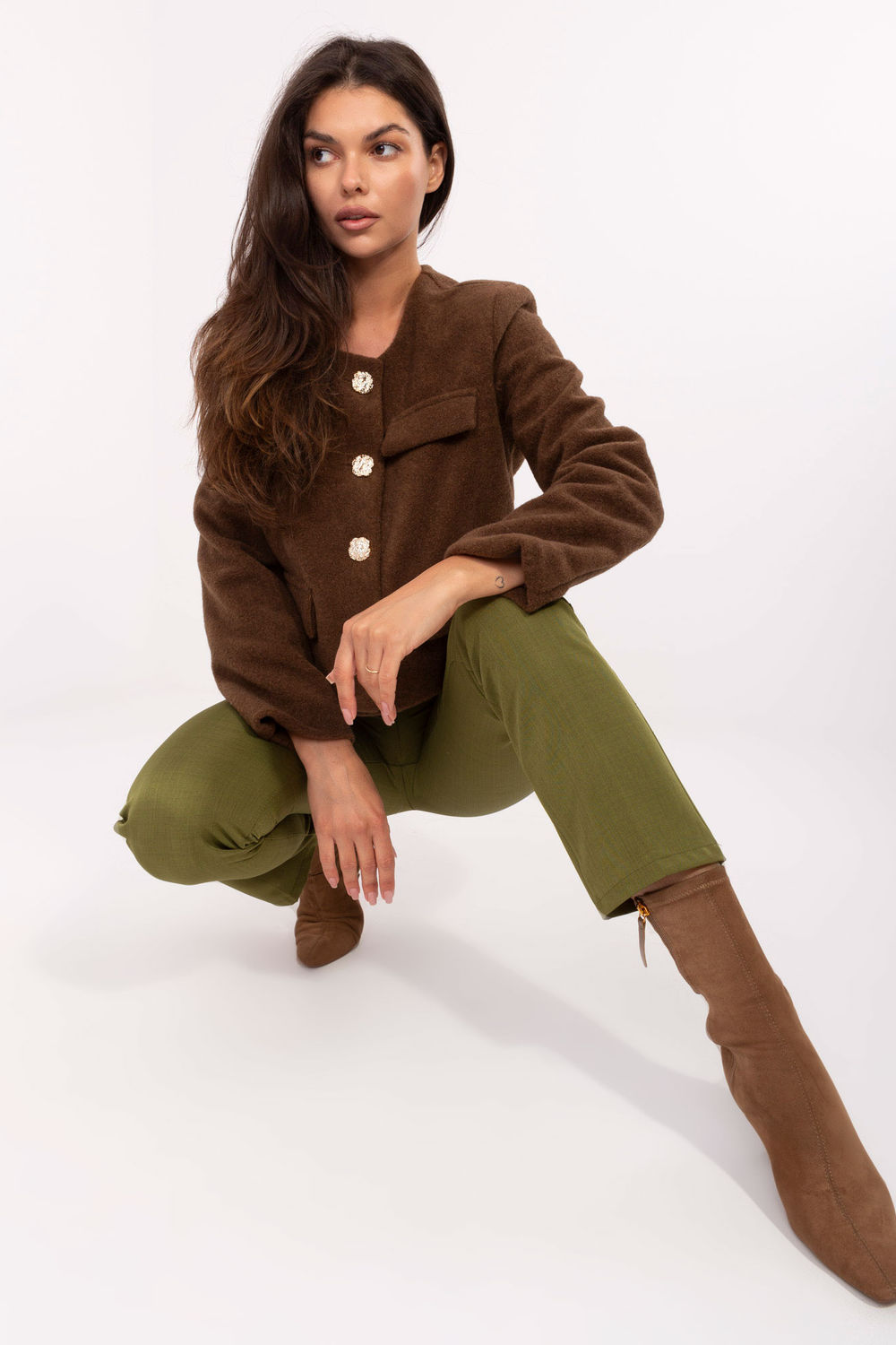 Żakiet Model IT-KR-FL9586.64 Brown - Rue Paris - obrazek 2