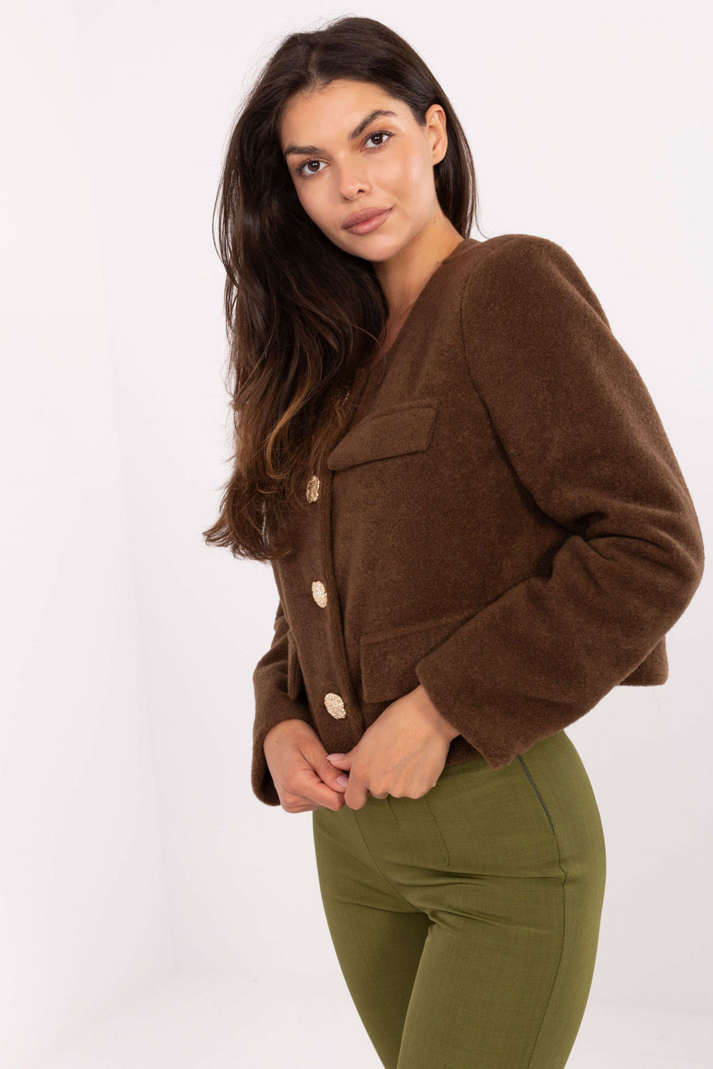 Żakiet Model IT-KR-FL9586.64 Brown - Rue Paris - obrazek 3
