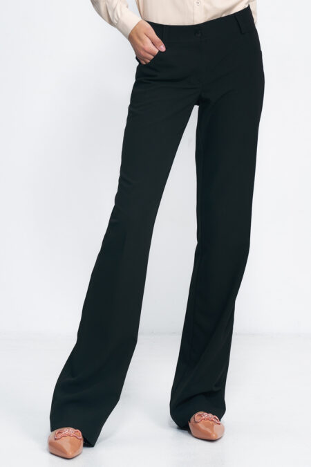 Spodnie Czarne spodnie typu bootcut SD100 Black - Nife